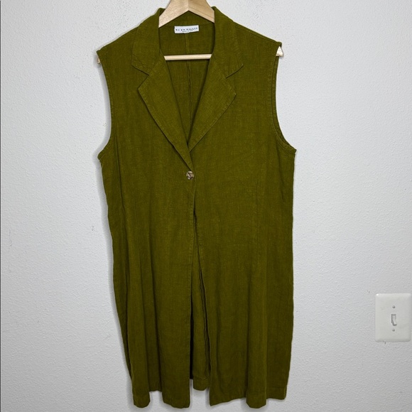 Bryn WalkerFlax Olive Sleeveless linen Vest size Medium - Picture 1 of 8